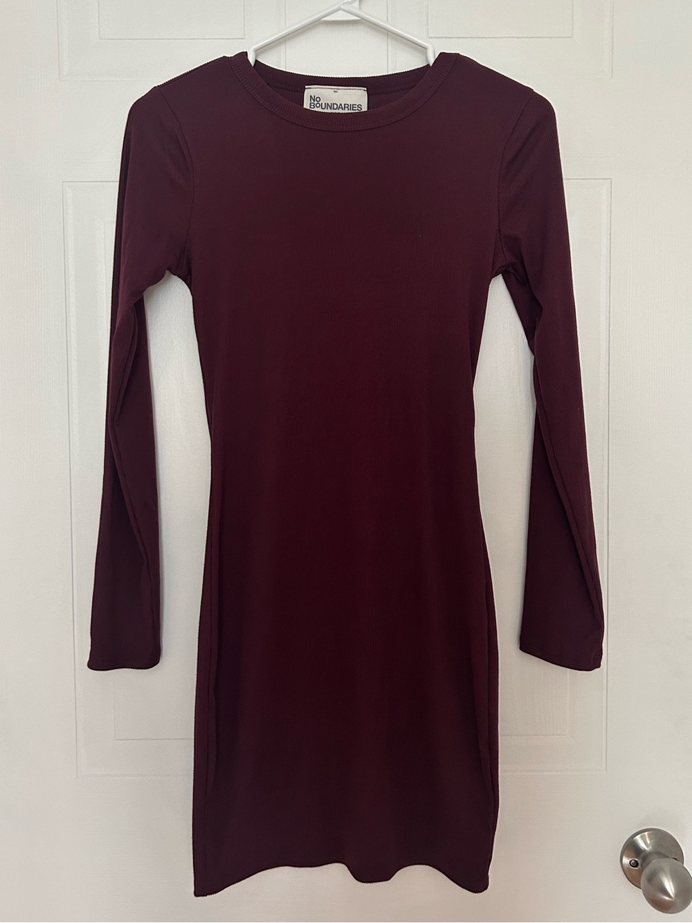 No Boundaries Long Sleeve Bodycon Dress in Burgundy - Women’s Size XS